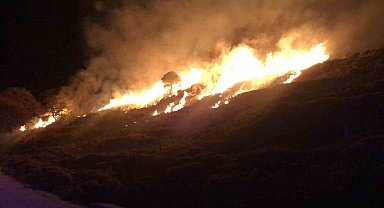 Gökçeada'da otluk alanda korkutan yangın