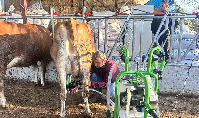 Hatay Büyükşehir Belediyesi'nden hayvan üreticisine süt sağma makinesi desteği