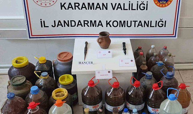 Karaman'da jandarmadan kaçak alkol ve tarihi eser operasyonu