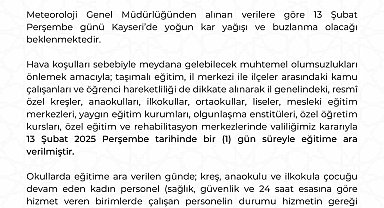 Kayseri'de eğitime kar engelli