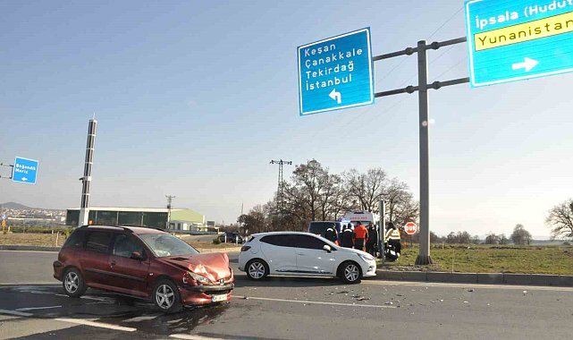 Keşan'da iki otomobil çarpıştı: 3 yaralı