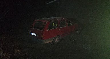 Köpeğe çarpmamak için manevra yapan otomobil tarlaya uçtu: 2 yaralı