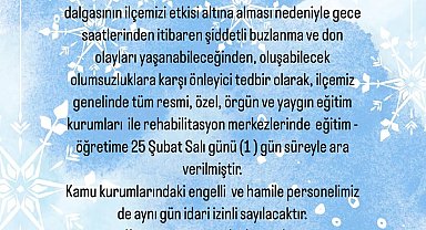 Niksar'da olumsuz hava şartları nedeniyle eğitime 1 gün ara