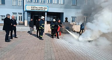 Özalp Yatılı Bölge Okulunda yangın tatbikatı