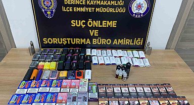 Pazar tezgahında kaçak sigara ele geçirildi