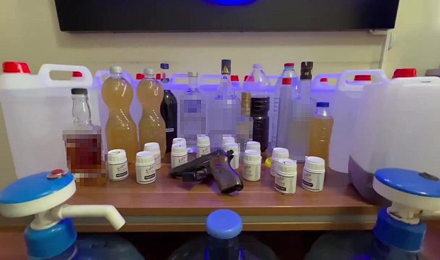 Polis, damacanalarda litrelerce sahte alkol ele geçirdi