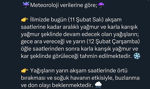 Sakarya'da soğuk ve yağışlı hava uyarısı