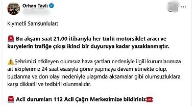Samsun'da kurye ve motosikletlerin trafiğe çıkışı yasaklandı