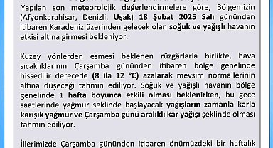 Uşak Valiliğinden soğuk ve yağışlı hava için uyardı