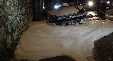 Alanya'da park halindeki otomobil alevlere teslim oldu