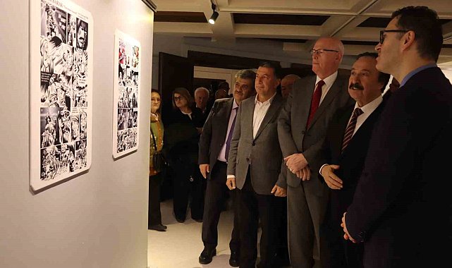 Bahattin Atak'ın "Elinde Fırça, Dilinde Müzik" isimli çizgi roman sergisi açıldı
