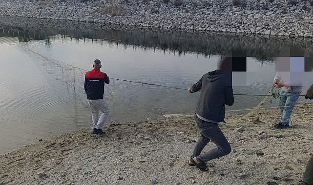 Buldan'da bulunan sulama göletinde 500 metre misina ağ ele geçirildi
