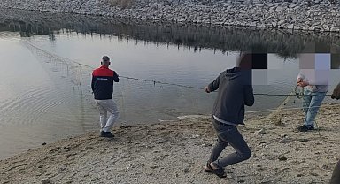 Buldan'da bulunan sulama göletinde 500 metre misina ağ ele geçirildi