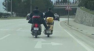Cip ve motosiketlinin tehlikeli yolculukları kamerada