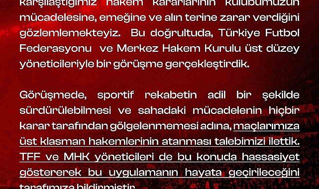 Eskişehirspor'dan maçlara üst klasman hakemler atanması talebi