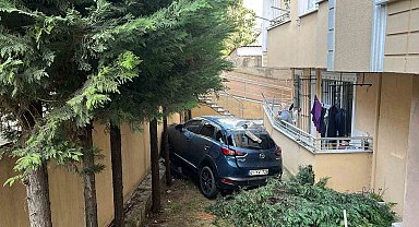 Geri manevra yapan otomobil bahçeye düştü: 1 yaralı