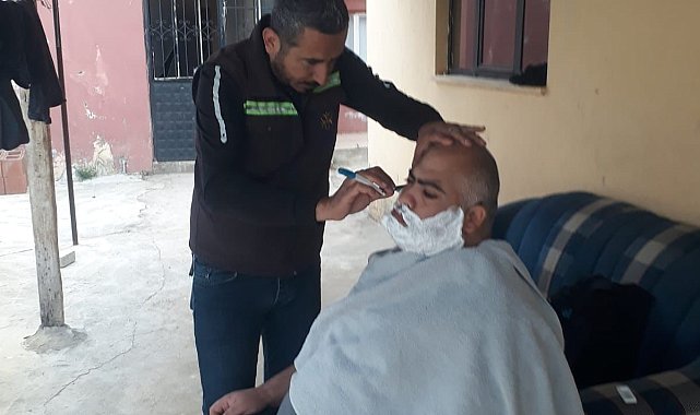Germencik Belediyesi'nden yaşlı ve engellilere bayram tıraşı