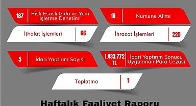 Gıda denetimlerinde 1 milyon 433 bin 772 TL para cezası kesildi