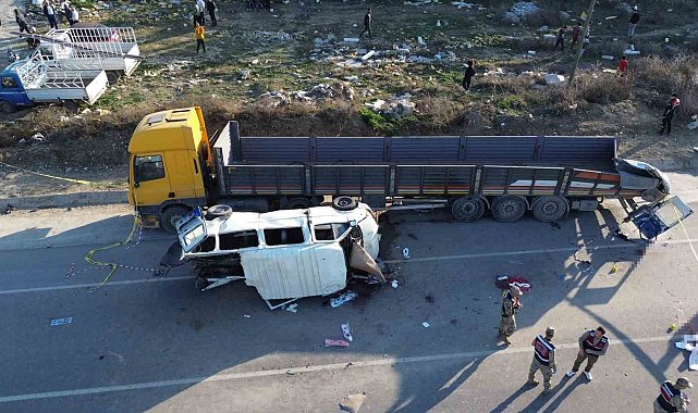 Hatay'da 6 kişinin hayatını kaybettiği kaza yeri havadan görüntülendi