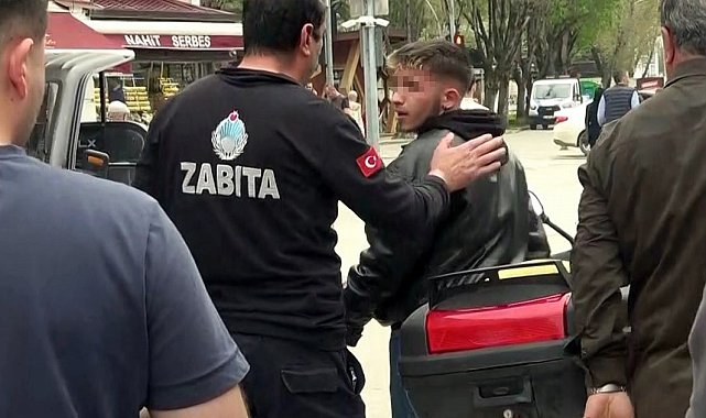 Hem suçlu hem güçlü: Yasak olan yere motosikletle girdi, zabıtayla böyle tartıştı