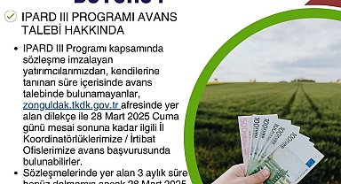 IPARD III avans talebine son başvuru 28 Mart