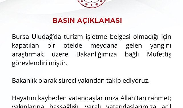 İşletme belgesi olmadığı için kapatılan oteldeki yangınla ilgili müfettiş görevlendirildi