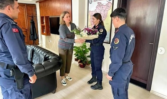 Jandarma, Nazilli Kaymakamı Kan'ın Kadınlar Günü'nü kutladı