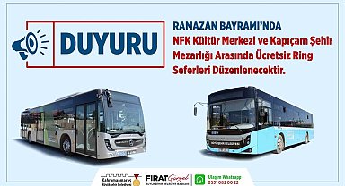 Kahramanmaraş'ta bayramda kabir ziyareti için ücretsiz toplu taşıma hizmeti