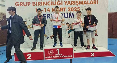 Karslı güreşçiler Erzurum'da rüzgar gibi esti