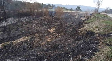 Kuru otlar alev aldı, rüzgarın etkisiyle yangın büyüdü