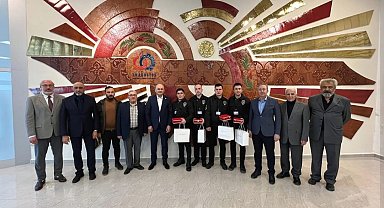 Kütahya OSB'de yangın tehlikesini önleyen güvenlik personellerine plaket
