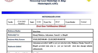 Meteorolojiden 5 il için zirai don uyarısı