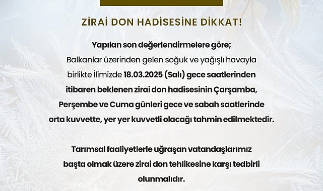 Niğde'de bu gece zirai don uyarısı