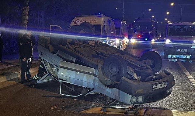 Ordu'da arızalanan otomobil takla attı, sürücü yara almadan kurtuldu