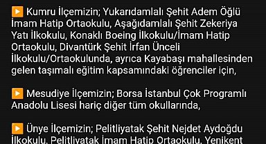 Ordu'nun 12 ilçesinde eğitime kar engeli