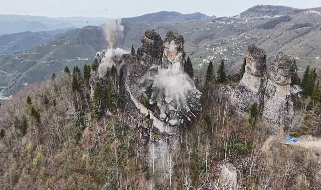 Ordu'nun 'peribacaları' noktasında tehlikeli kayalar ıslah edildi