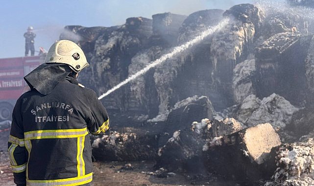 Şanlıurfa'da pamuk yüklü tır alev alev yandı