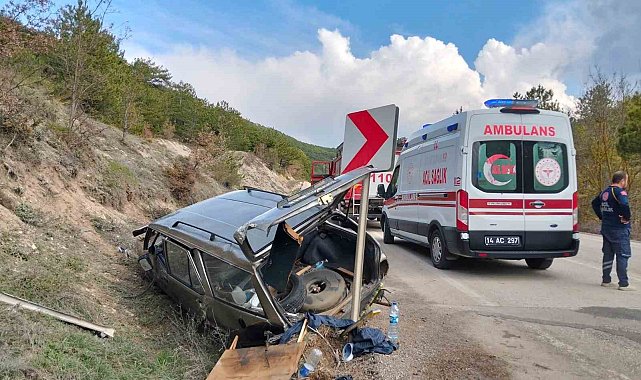 Şarampole uçan otomobil hurdaya döndü: 1 yaralı