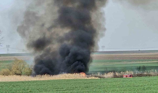 Sazlık alanda çıkan yangını itfaiye söndürdü