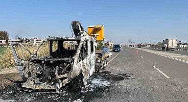 Seyir halindeki vinç alevlere teslim oldu