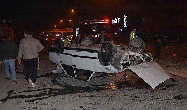 Takla atan otomobilden sağ çıktı