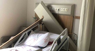 Tedavi gördüğü hastanede başına cisim düşen hasta yaralandı