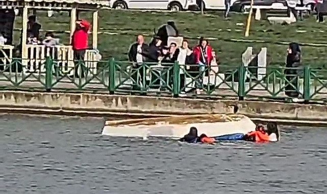 Tekirdağ'da deniz bisikletiyle tur atan 4 kişi göle düştü