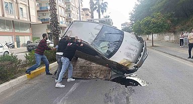 Virajı alamayan otomobil takla attı, sürücü yaralandı