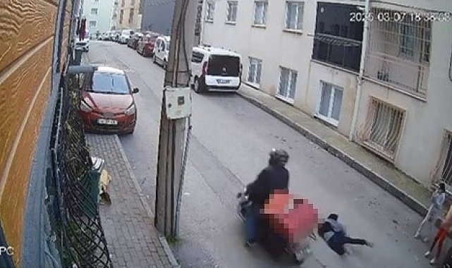 Yola fırlayan çocuğa motosikletli kurye çarptı