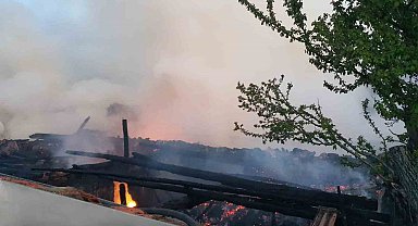Ahırda başlayan yangın iki evi kül etti