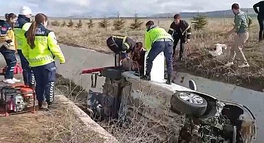 Aksaray'da otomobil sulama kanalına düştü: 4 yaralı