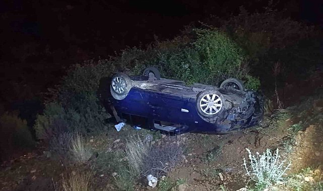 Alanya'da otomobil şarampole yuvarlandı: 1 yaralı