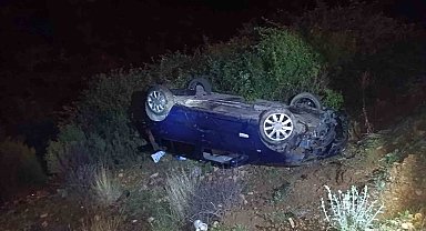 Alanya'da otomobil şarampole yuvarlandı: 1 yaralı