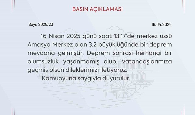 Amasya Valiliği'nden 3.2 depremle ilgili açıklama: "Bir olumsuzluk yok"